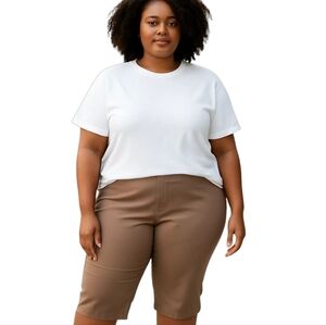 💗 PENNINGTONS Savvy Fit Capris Light Brown Size 26 Plus Size Rayon